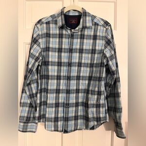 UNTUCKit Blue Green & White Plaid L/S Cotton Button Down Mens Small